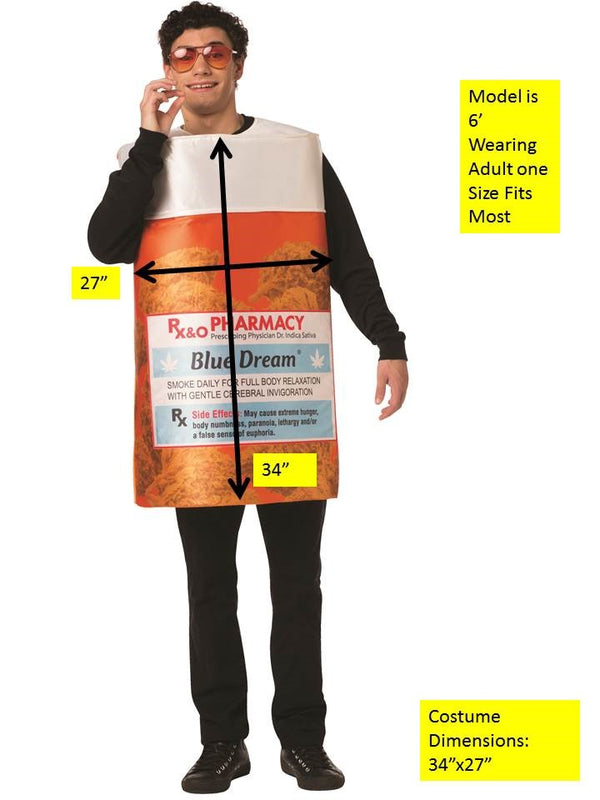 Blue Dream RX Bottle Costume, Adult One Size