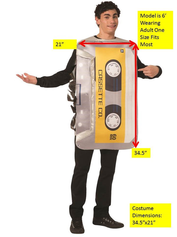 Retro Cassette Mix Tape Costume, Adult One Size