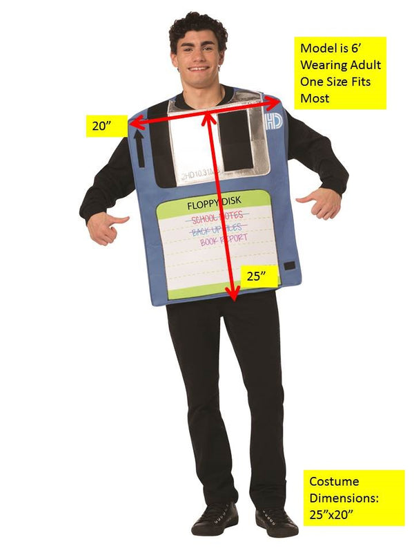 Vintage Floppy Disk Costume, Adult One Size