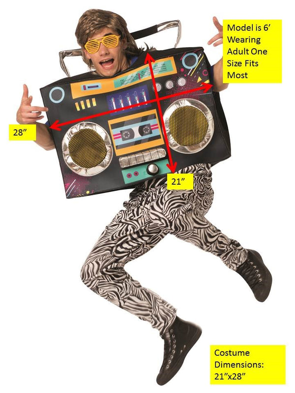 Old School Boombox Radio Cassette Player Costume, Adult One Size