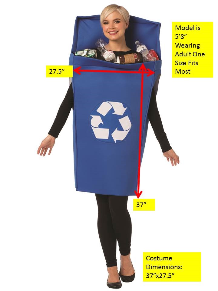 Blue Recycling Trash Bin Halloween Costume, Adult One Size