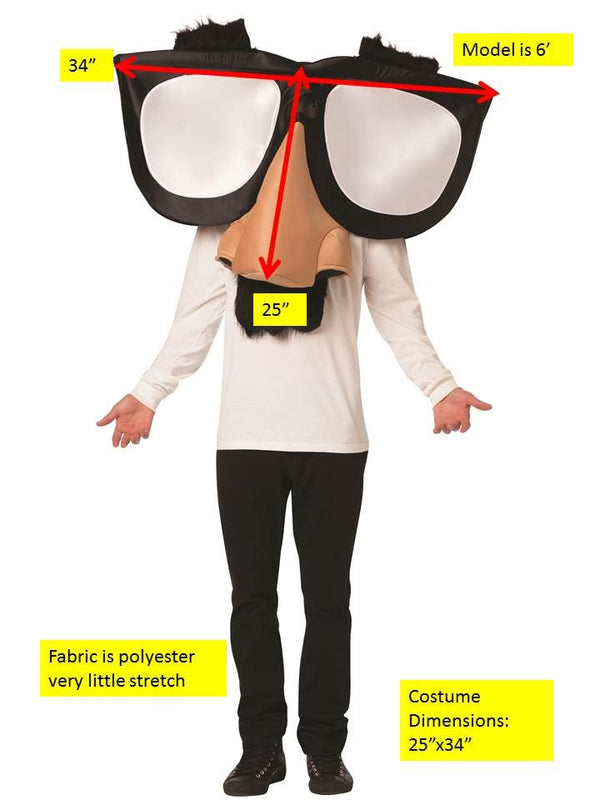 Funny Nose Glasses Costume, Adult One Size