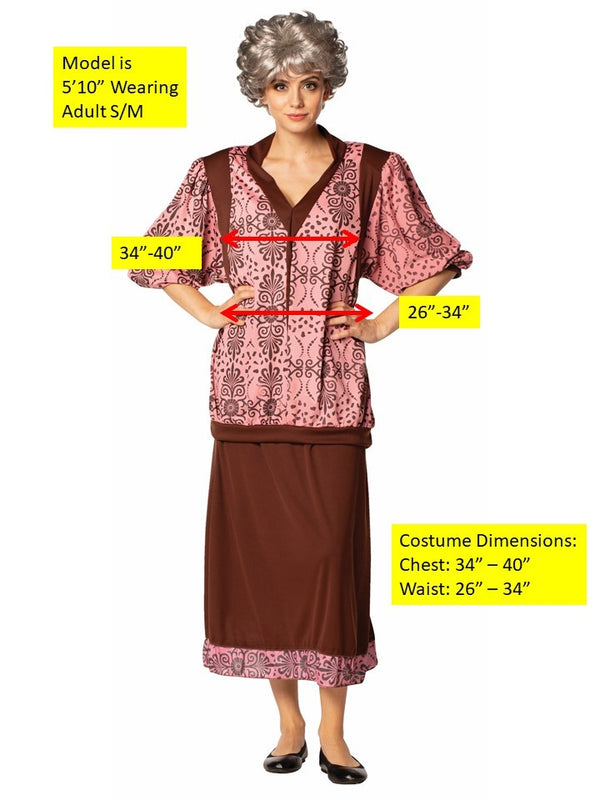 Golden Granny Strong Halloween Costume with Wig, Adult Size S-M