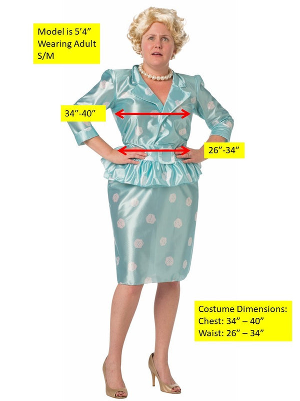 Golden Granny Ditzy Halloween Costume with Wig, Adult Size S-M