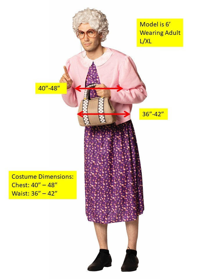Golden Granny Wise Halloween Costume with Wig, Adult Size L-XL