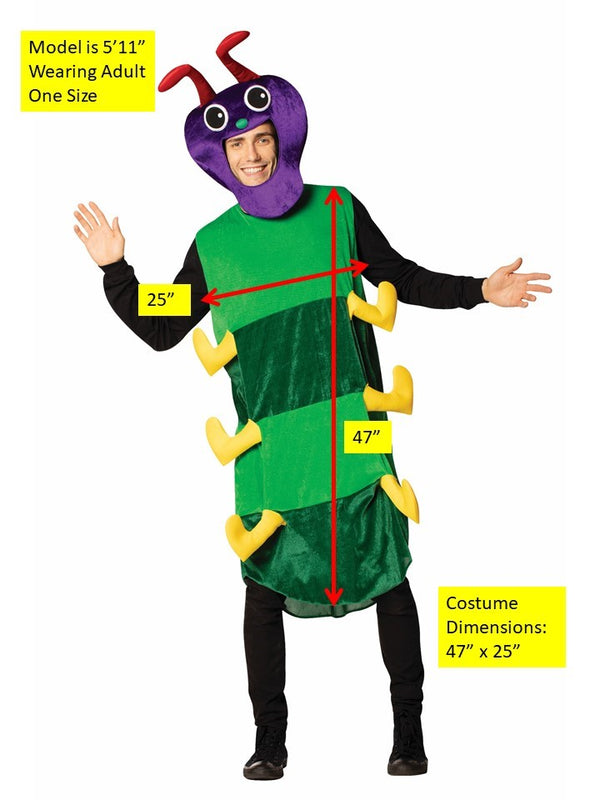 Caterpillar Halloween Costume, Colorful with Headpiece, Adult One Size