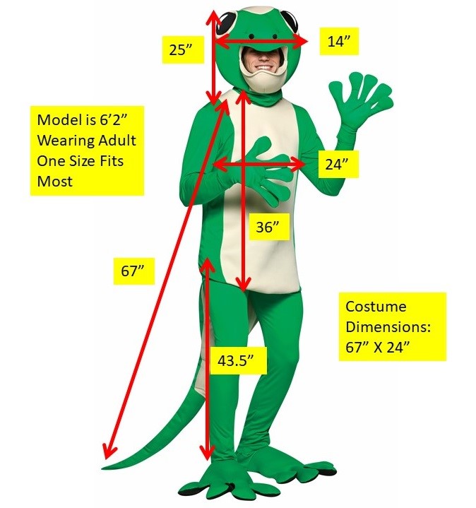 Gecko Costume, Adult One Size