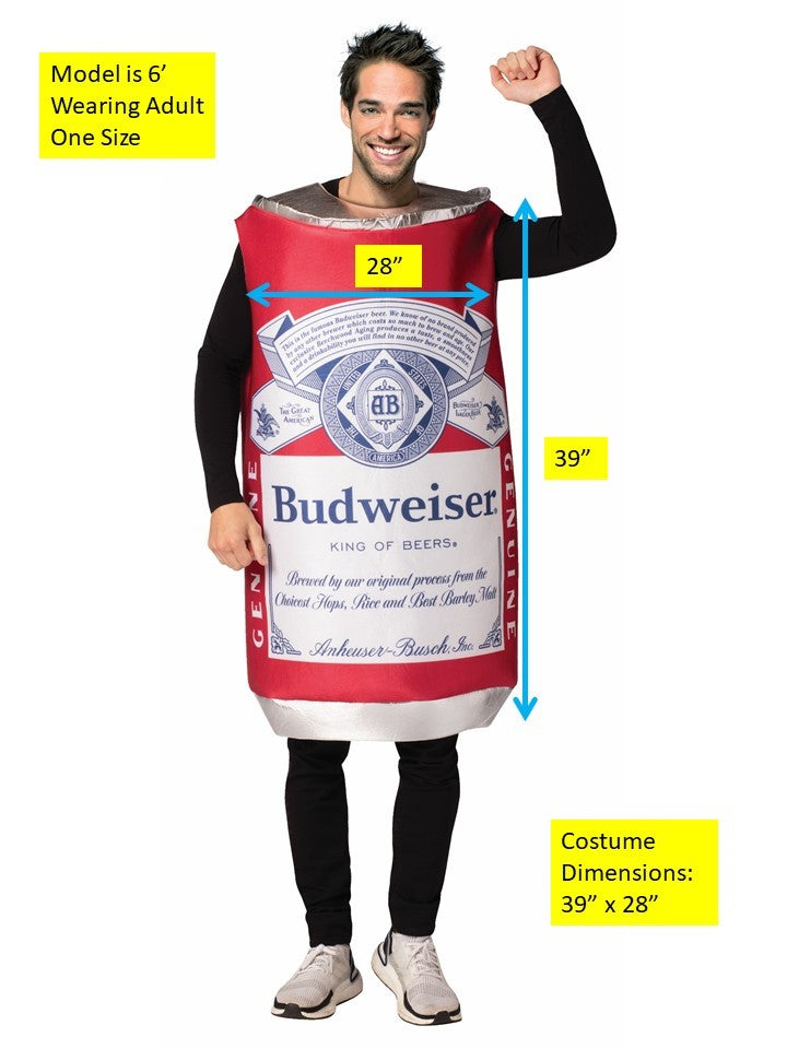 Budweiser Vintage Beer Can Costume, Adult One Size