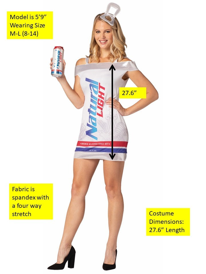 Natural Light Beer Can Dress Costume, Women's Sizes M-L