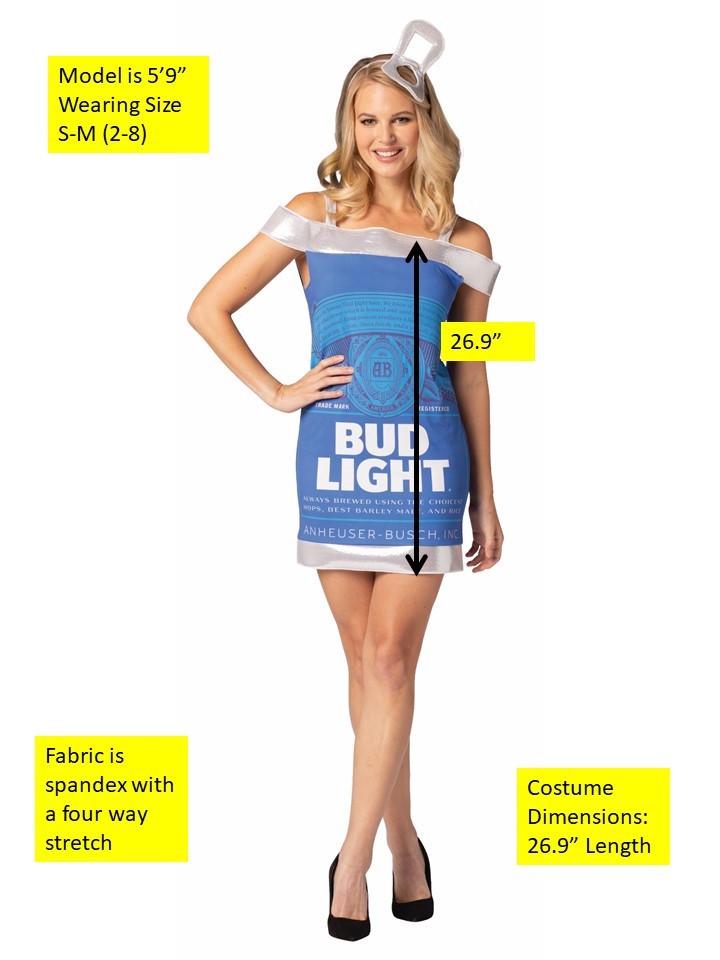 Bud Light Beer Can Dress Costume, Women's Sizes S-M