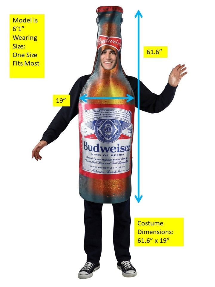 Anheuser-Busch Budweiser Beer Bottle Halloween Costume, Adult One Size