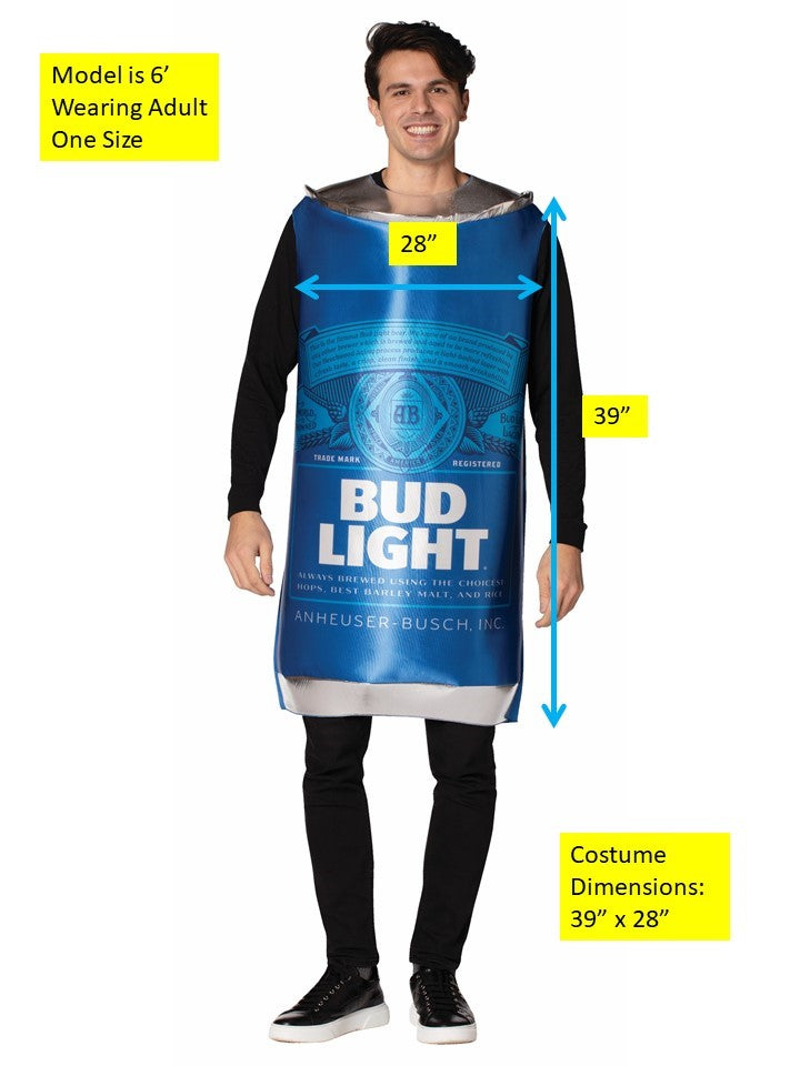 Anheuser Busch Bud Light Beer Can Halloween Costume, Adult One Size