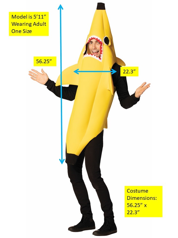 Banana Shark Halloween Costume, Adult One Size