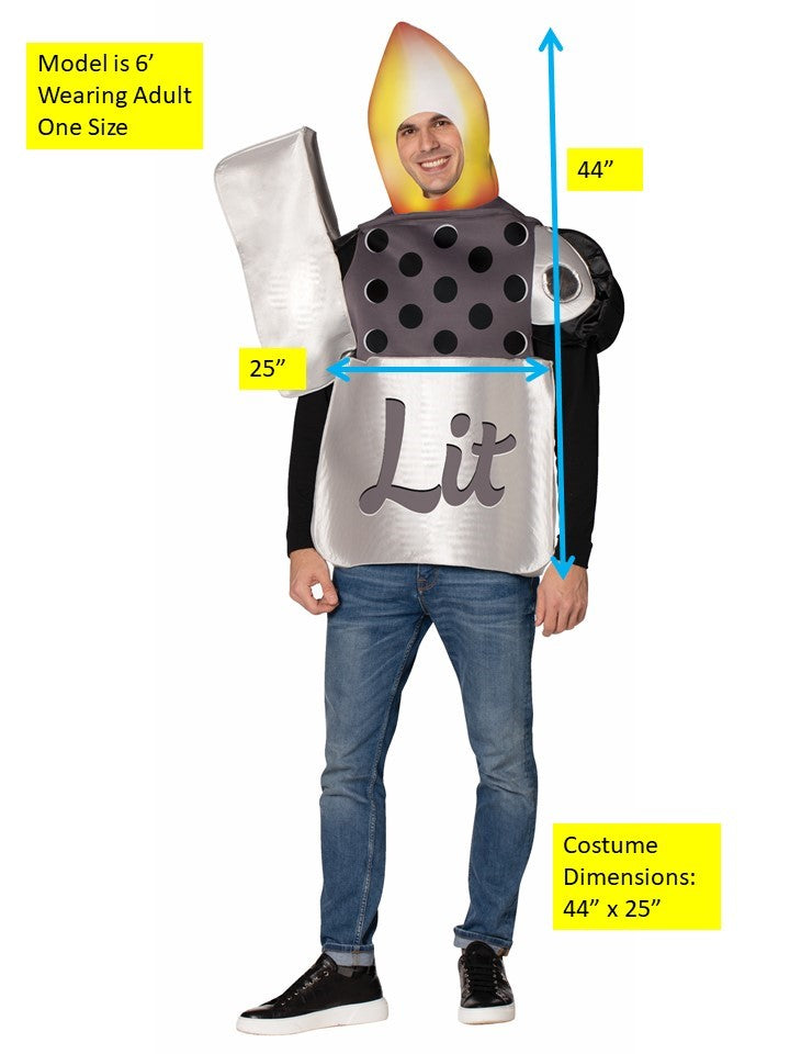 Lit Lighter Costume Halloween Costume, Adult One Size