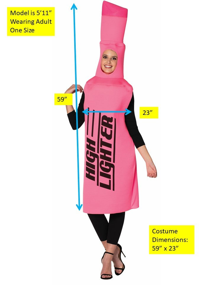Pink Highlighter Halloween Costume, Adult One Size