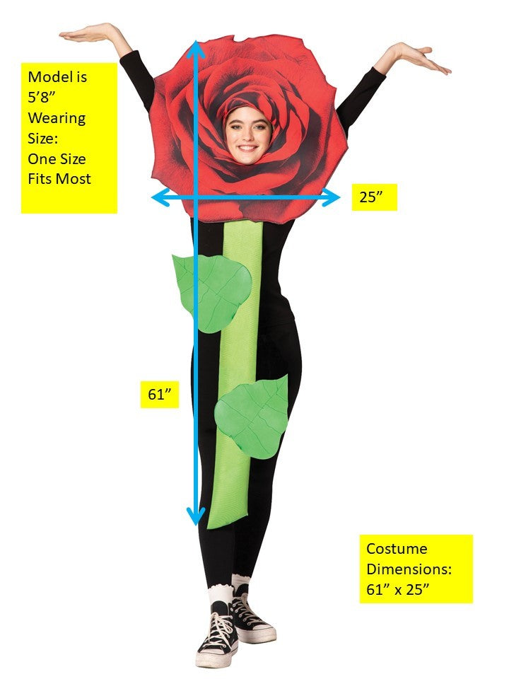Red Rose Flower Costume, Adult One Size