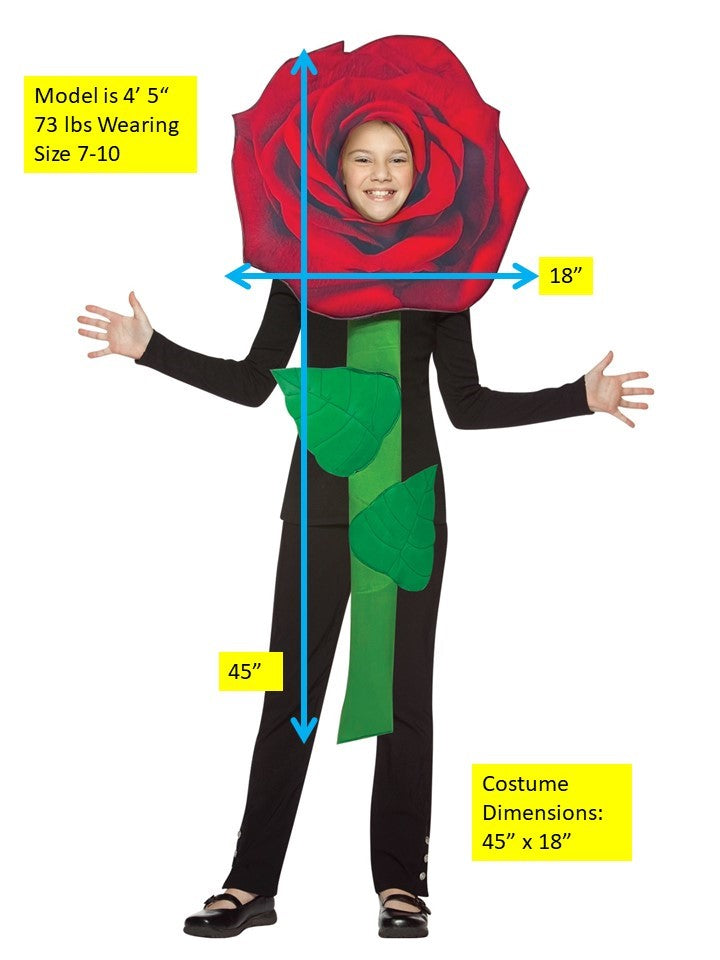 Red Rose Flower Costume, Child Size 7-10