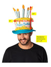 Birthday Cake Hat with Yellow and Blue Trim Costume, Adult One Size