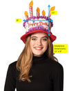 Birthday Cake Hat with Purple & Red Trim Costume, Adult One Size