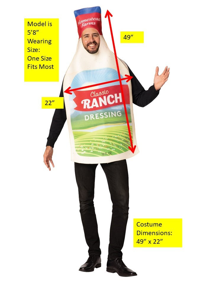 Ranch Dressing Bottle Costume, Adult One Size
