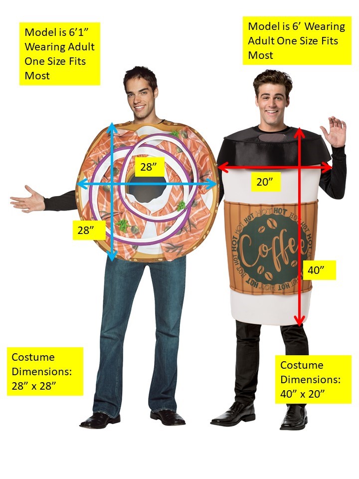 Bagel & Lox with Coffee Couples Costume, Adult One Size