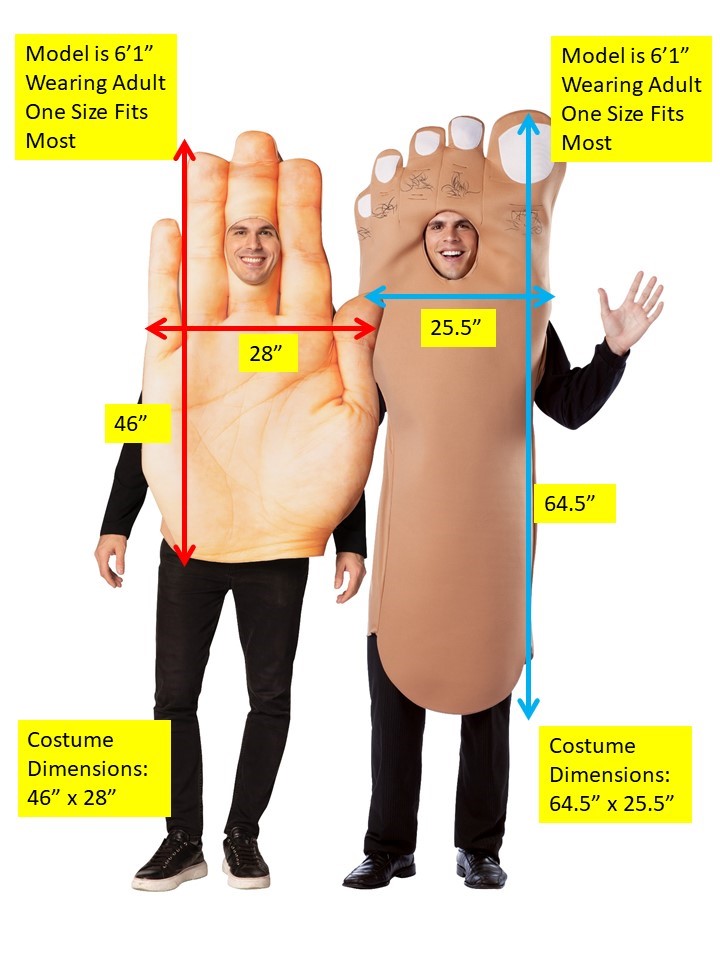 Hand and Big Foot Couples Costume, Adult One Size