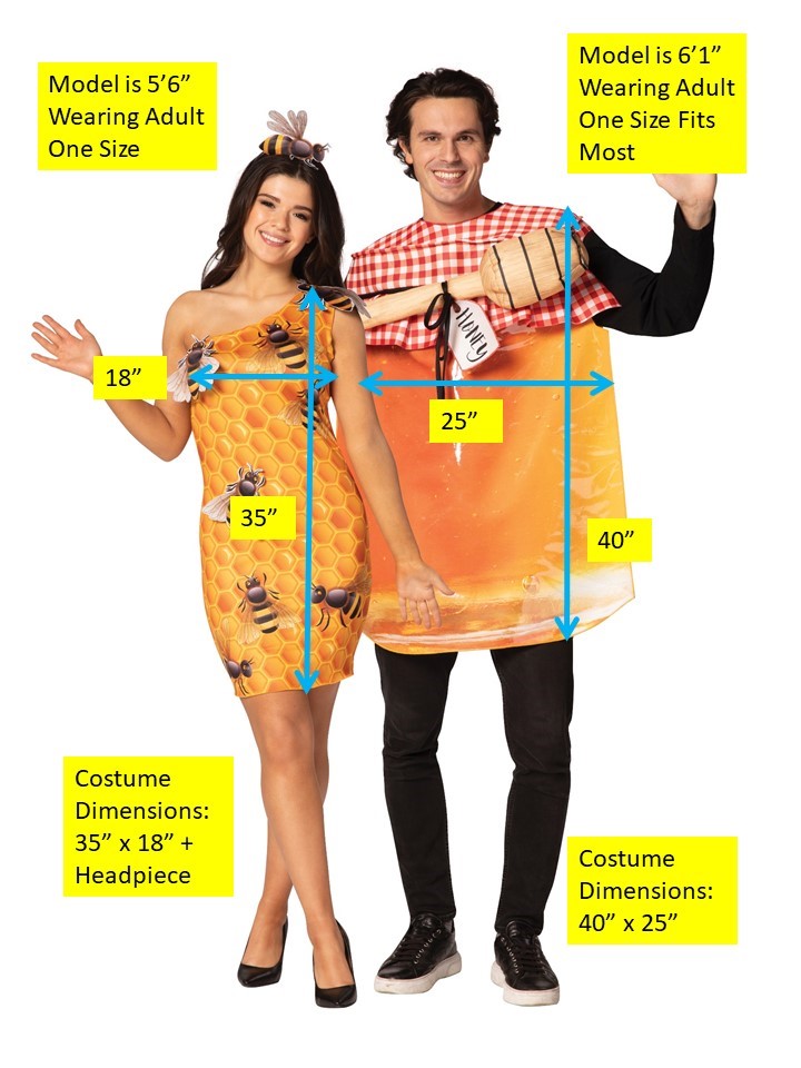 Honey Jar & Honeycomb Dress Couples Costume, Adult One Size & Women's Size 4-8