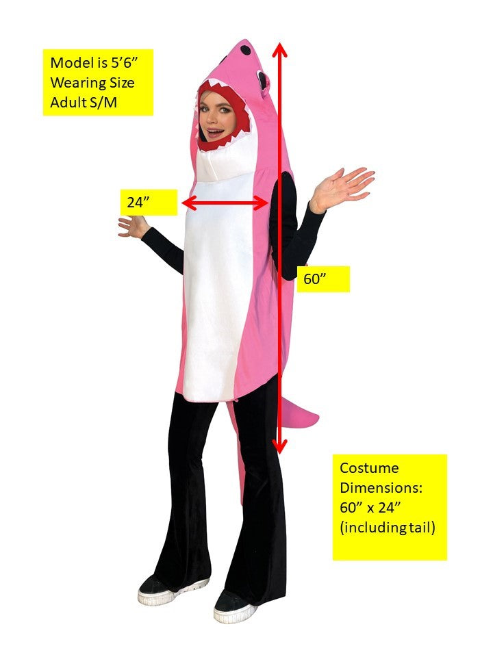 Ultimate Pink Shark Costume, Adult Size Small-Medium