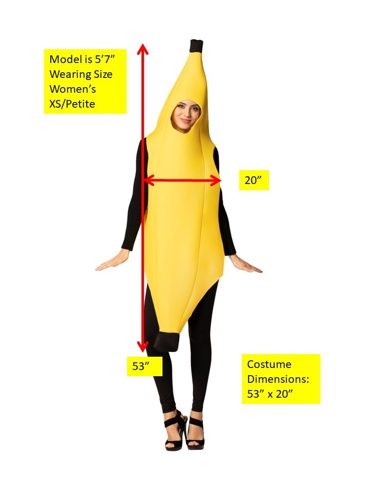 Ultimate Banana Fruit Costume, Petite Adult Size XXS