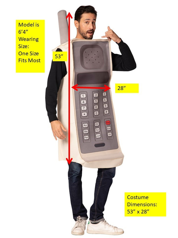 Retro Brick Cell Phone Halloween Costume, Adult One Size