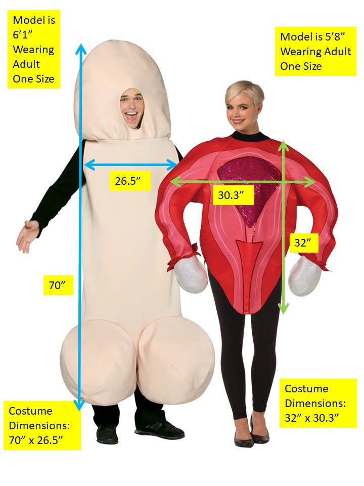 Halloweenie & Uterus Couples Costume, Adult One Size