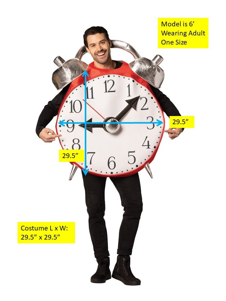 Retro Alarm Clock w. Bell Halloween Costume, Adult One Size