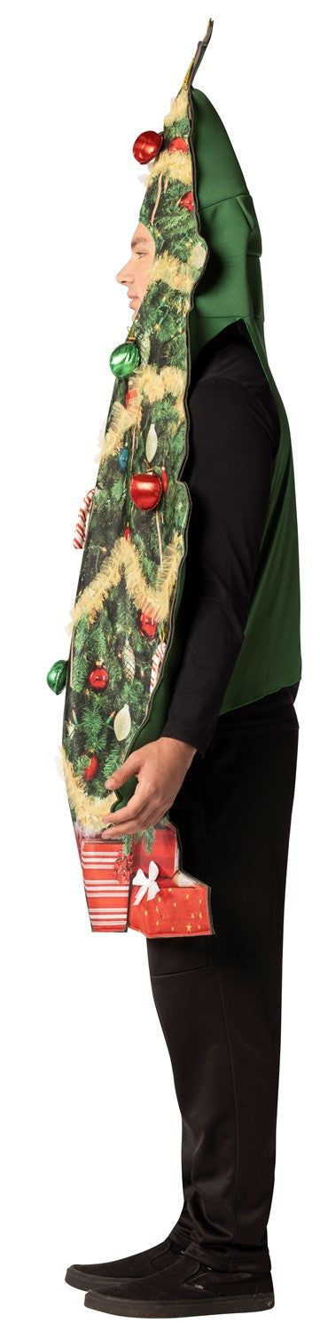 Ultimate Retro Christmas Tree Costume w. Battery Powered String of Lights, O/S