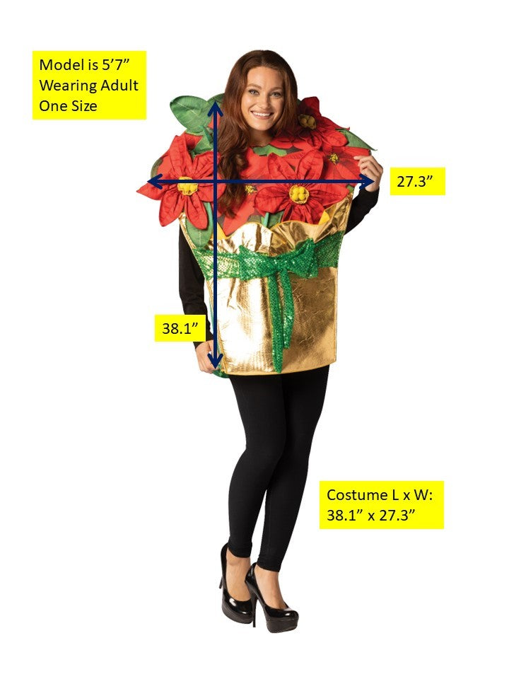 Poinsettia Holiday Plant Halloween Christmas Costume, Adult One Size