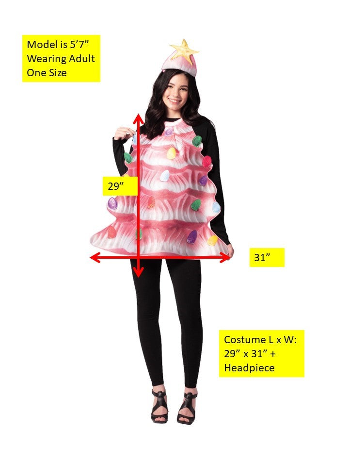 Ceramic Pink Christmas Tree Halloween Costume, Adult One Size