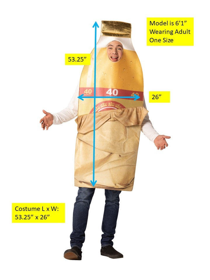 40 oz Bottle in Brown Bag Halloween Costume, Adult One Size