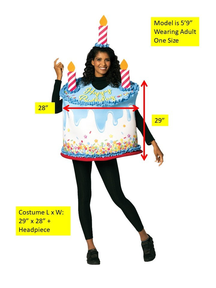 Happy Birthday Confetti Cake with Candles Party Halloween Costume, Adult