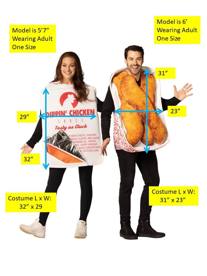 Chicken Strips with Dipping Sauce Couples Halloween Costume, Adult One Size