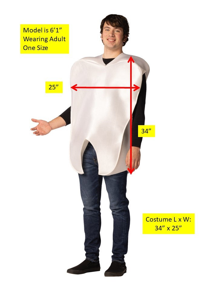 Tooth Halloween Costume, Adult One Size