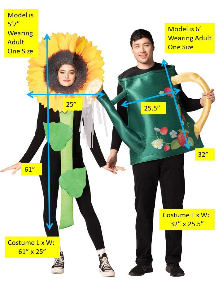 Bloomin' Fun Sunflower & Watering Can Couples Halloween Costume, Adult One Size