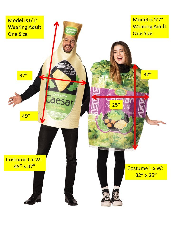 Caesar Salad Bag & Caesar Dressing Couples Halloween Costume, Adult One Size