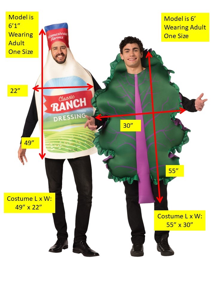 Kale Salad Tunic & Ranch Dressing Bottle Couples Costume, Adult One Size