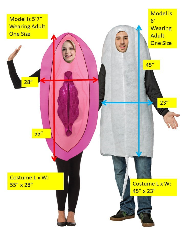 Heavy Flow Days Fancy Vagina & Tampon Couples Halloween Costume, Adult One Size