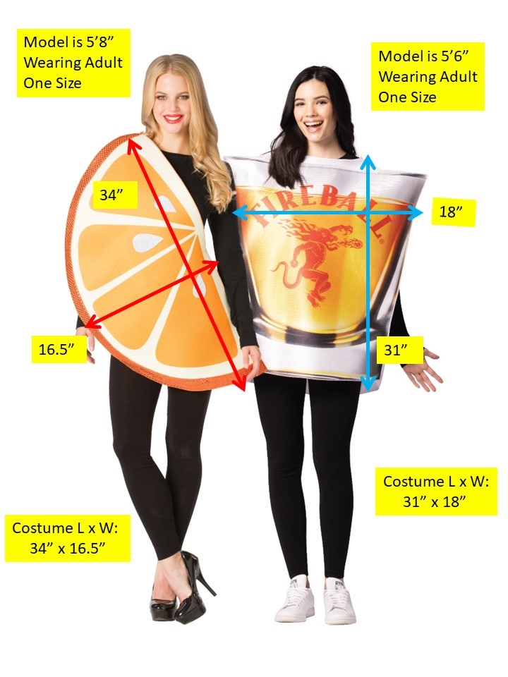 Fireball Shot Glass & Orange Slice Couples Halloween Costume, Adult One Size