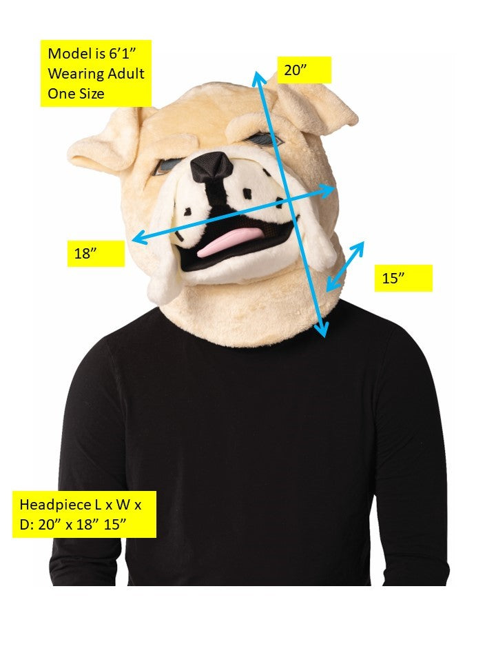 Bulldog Mascot Head Costume, Adult One Size