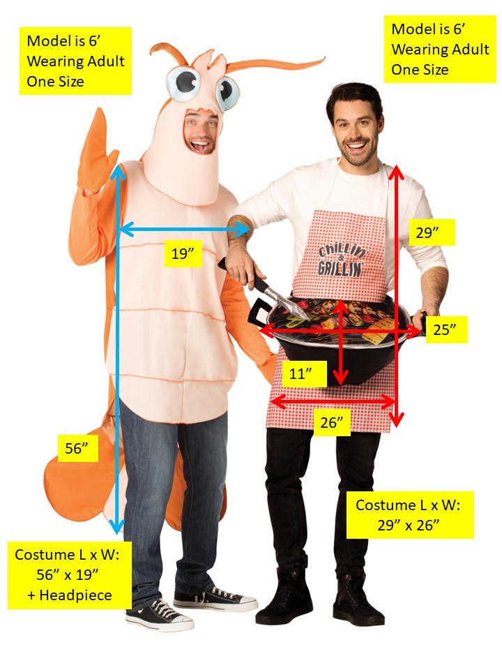 Grill Master & Shrimp Halloween Couples Costume Set, Adult One Size