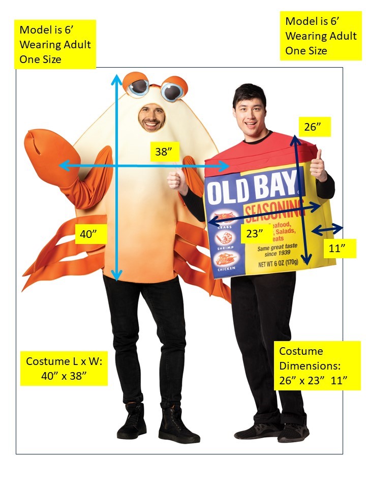 Old Bay Seasoning & Bay Crab Halloween Couples Costume Set, Adult One Size