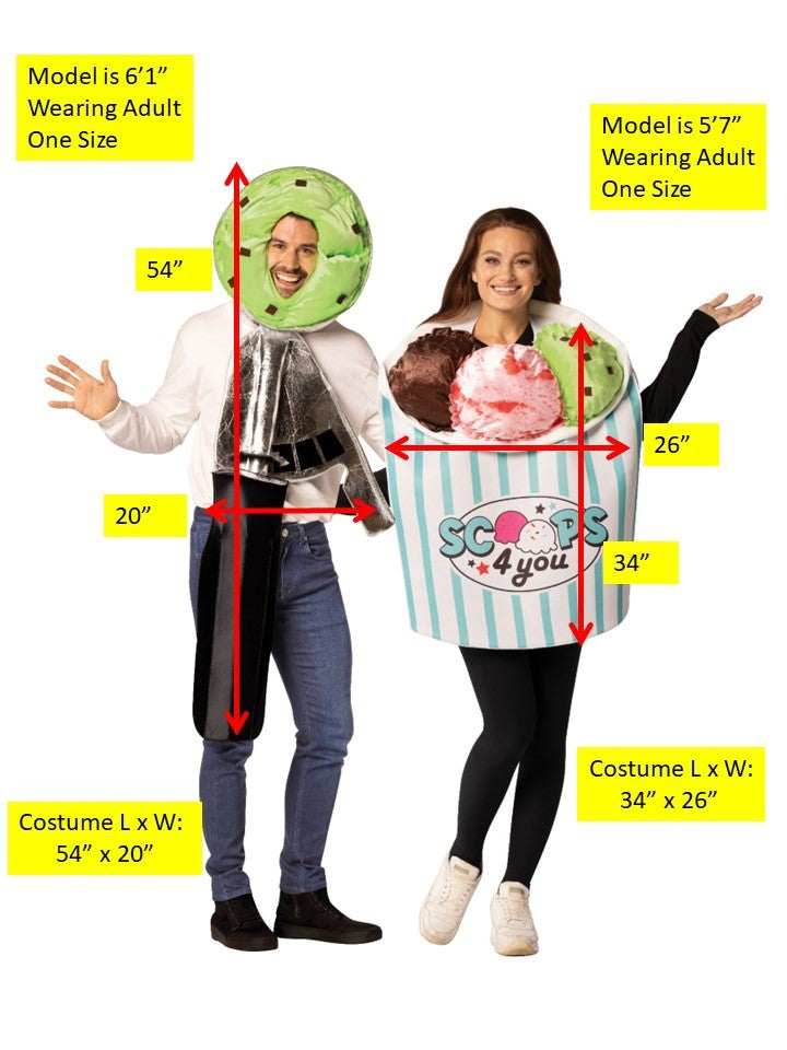 Icecream Scoop and Container Halloween Couples Costume, Adult One Size