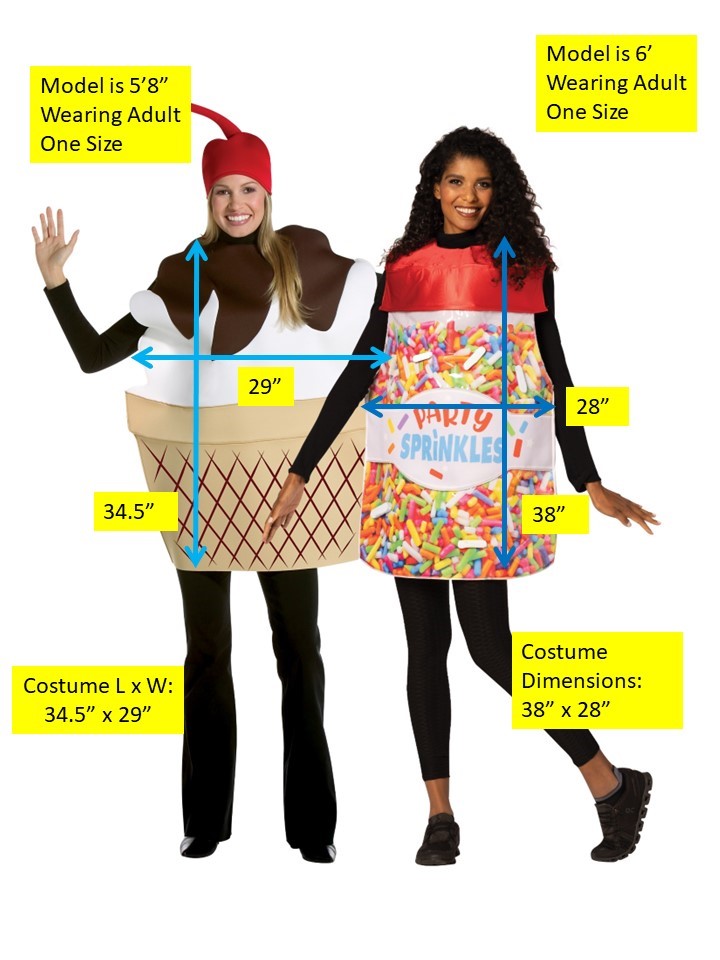 Ice Cream Sundae & Sprinkles Halloween Couples Costume, Adult One Size