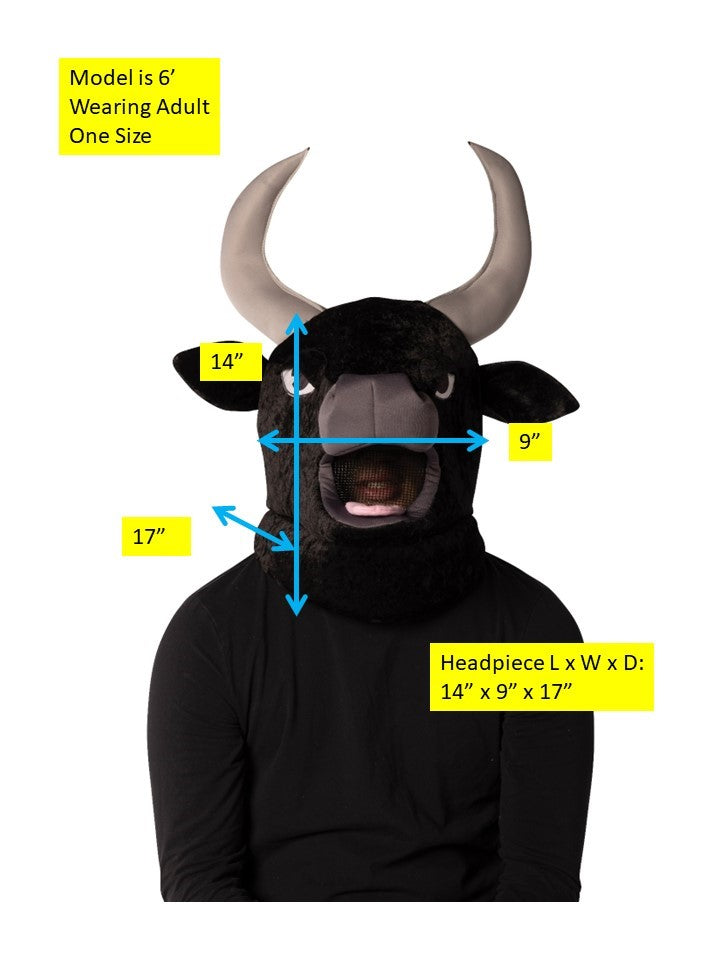 Bull Head Mascot Head Costume, Adult One Size